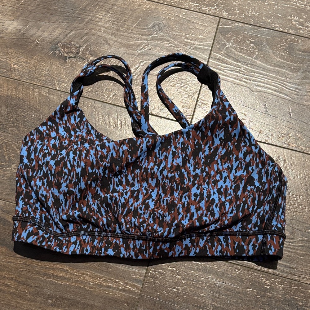 lululemon athletica Blue and Brown Patterned Sports Bra
